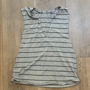 lululemon athletica Gray and Black Striped Muscle Tee